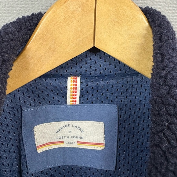 Marine Layer X Lost & Found Jacket Mens Large Colorblock Fleece Full Zip - Picture 4 of 8